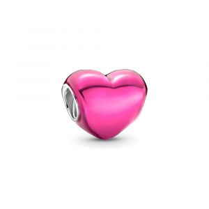 Pandora Moments Fémes rózsaszín szív ezüst charm