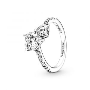 Pandora Dupla szív szikrázó Ezüst Gyűrű