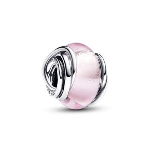 Pandora Moments Körülölelt rózsaszín muranói üveg ezüst charm