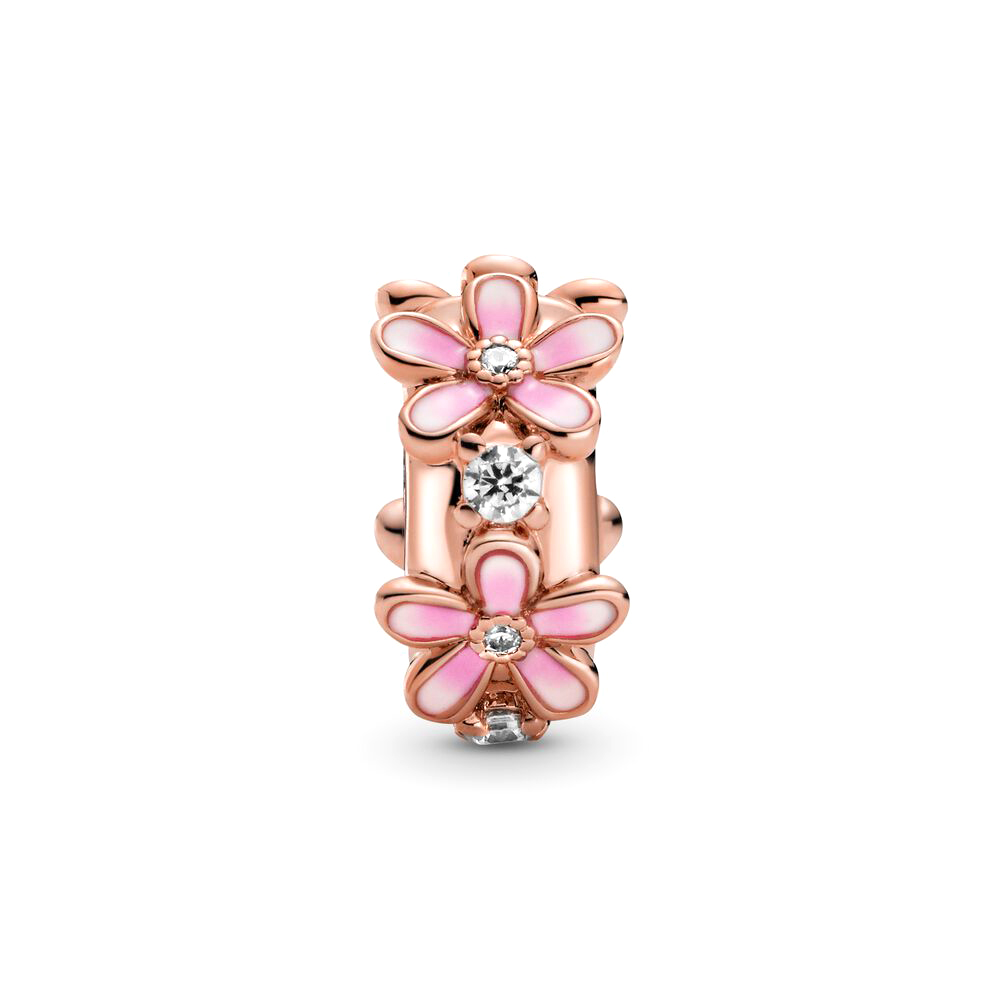 Pandora Moments Rózsaszín százszorszép rozé arany klip charm