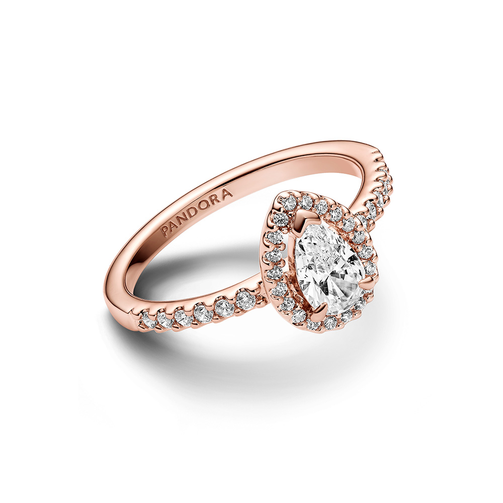 Pandora Szikrázó körte glória rozé arany színű gyűrű