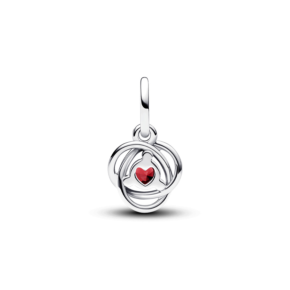 Pandora Moments Piros örökkévalóság kör függő ezüst charm