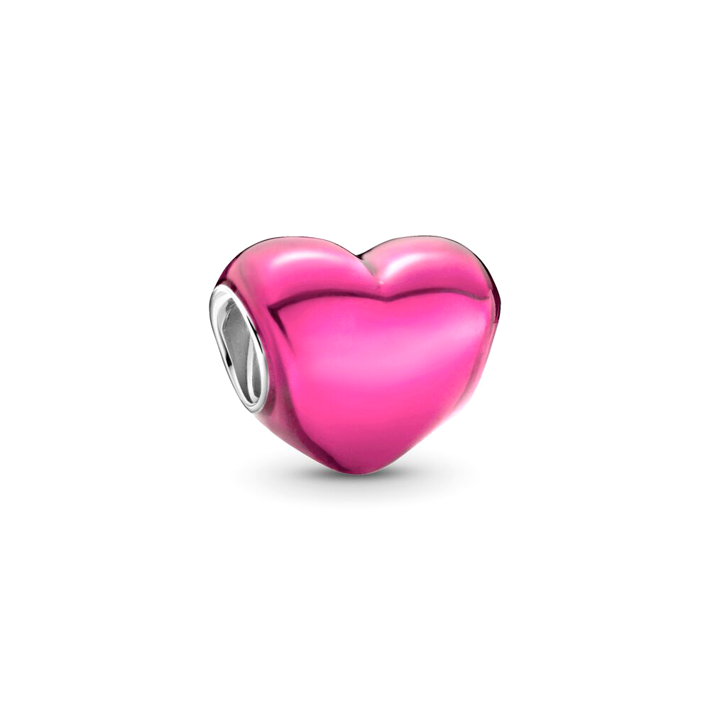 Pandora Moments Fémes rózsaszín szív ezüst charm