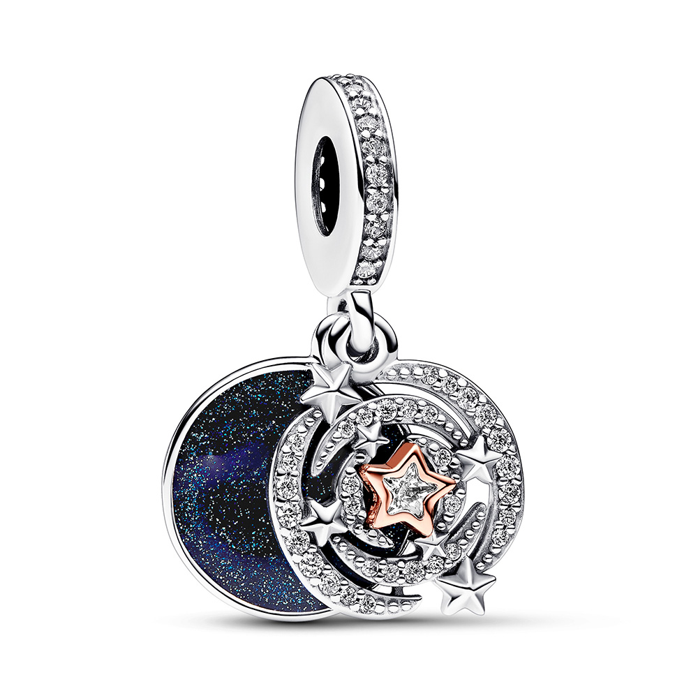 Pandora Moments Kéttónusú hullócsillag dupla függő ezüst charm