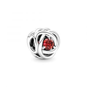 Pandora Moments Piros örökkévalóság kör ezüst charm