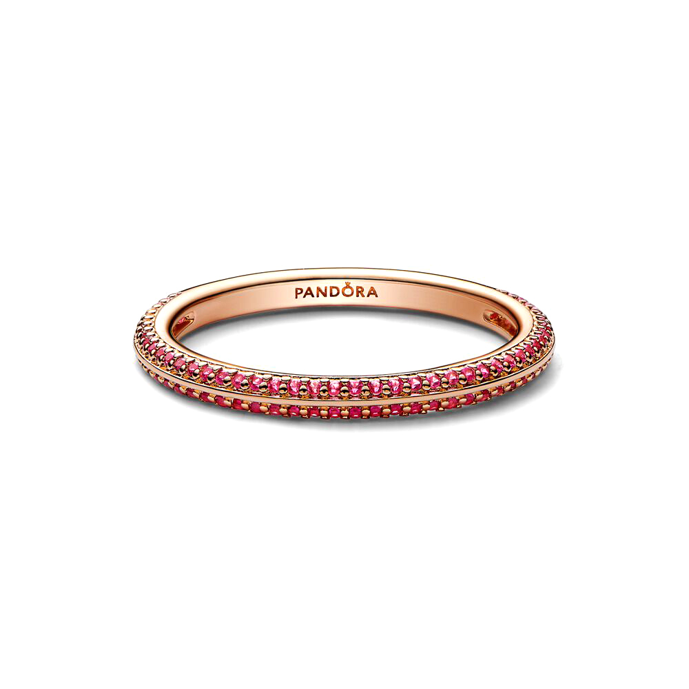 Pandora ME Pavé vörös Rozé arany Gyűrű