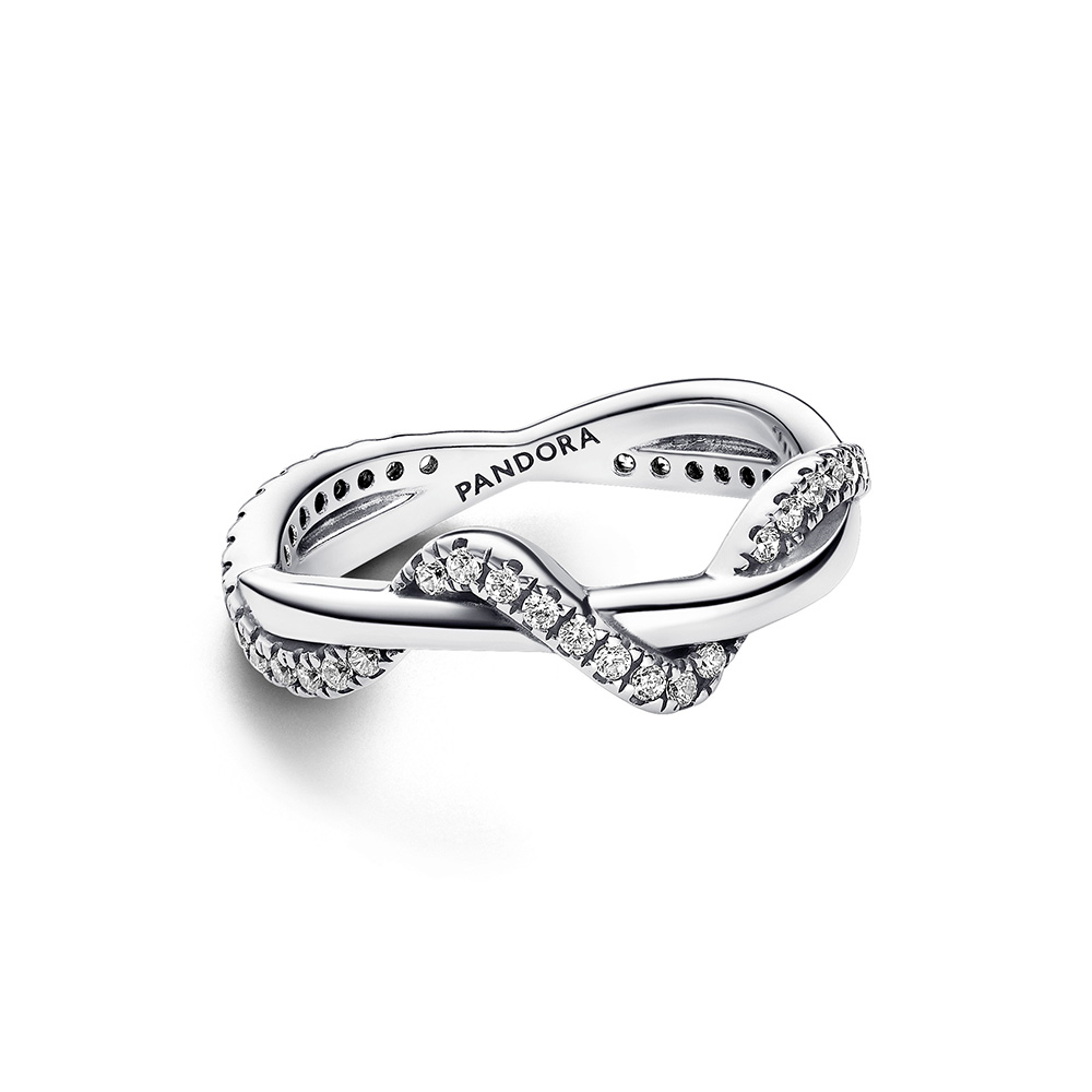 Pandora  Szikrázó összefonódó hullám gyűrű Ezüst Gyűrű